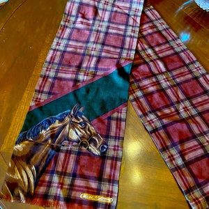 Equestrian-themed Scarf by Polo by Ralph Lauren. All Wool. Made in Japan.